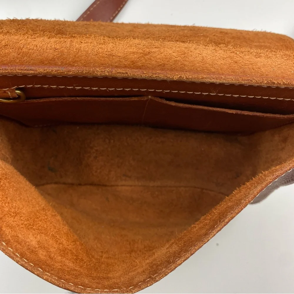 Fossil Bag Austin Large Flap Crossbody Shoulder Brown All Leather Messenger Bag